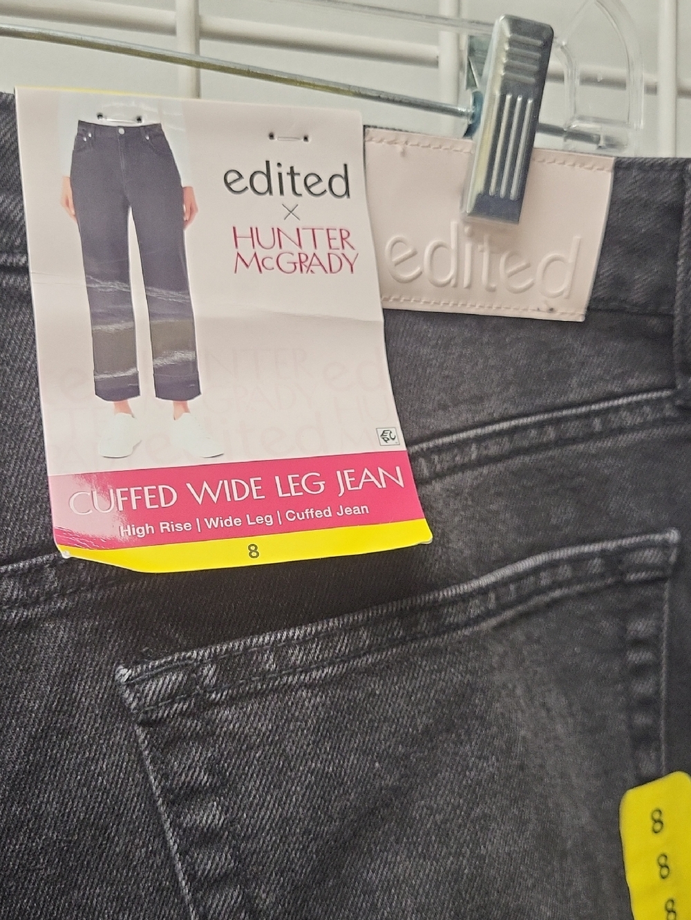 Nwt, Hunter McGrady Cuffed Wide Leg Jeans - Black, Size 8